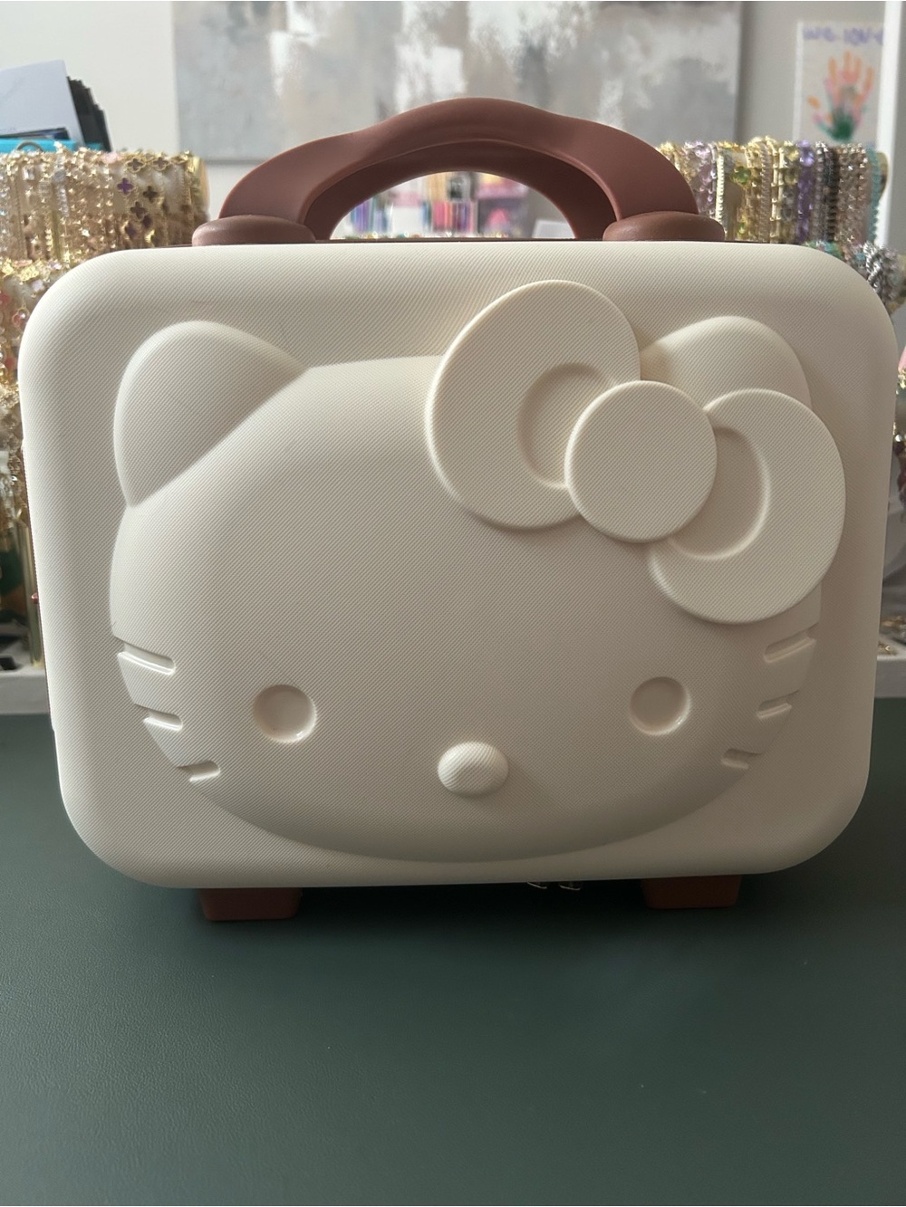 Hello Kitty Cream and Brown Hard Case Carry Bag